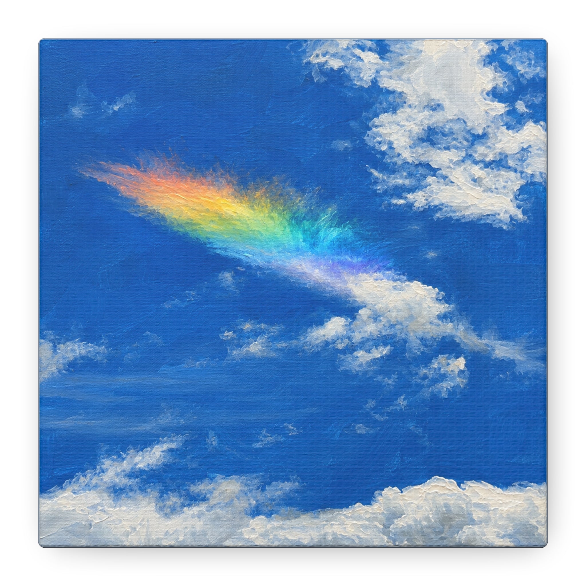 Rainbow Feather Cloud Matte Canvas Wall Art — Stretched Sky Landscape Print