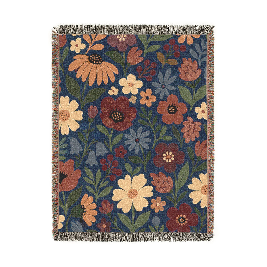 Floral Woven Blanket — Vintage Garden Throw Blanket