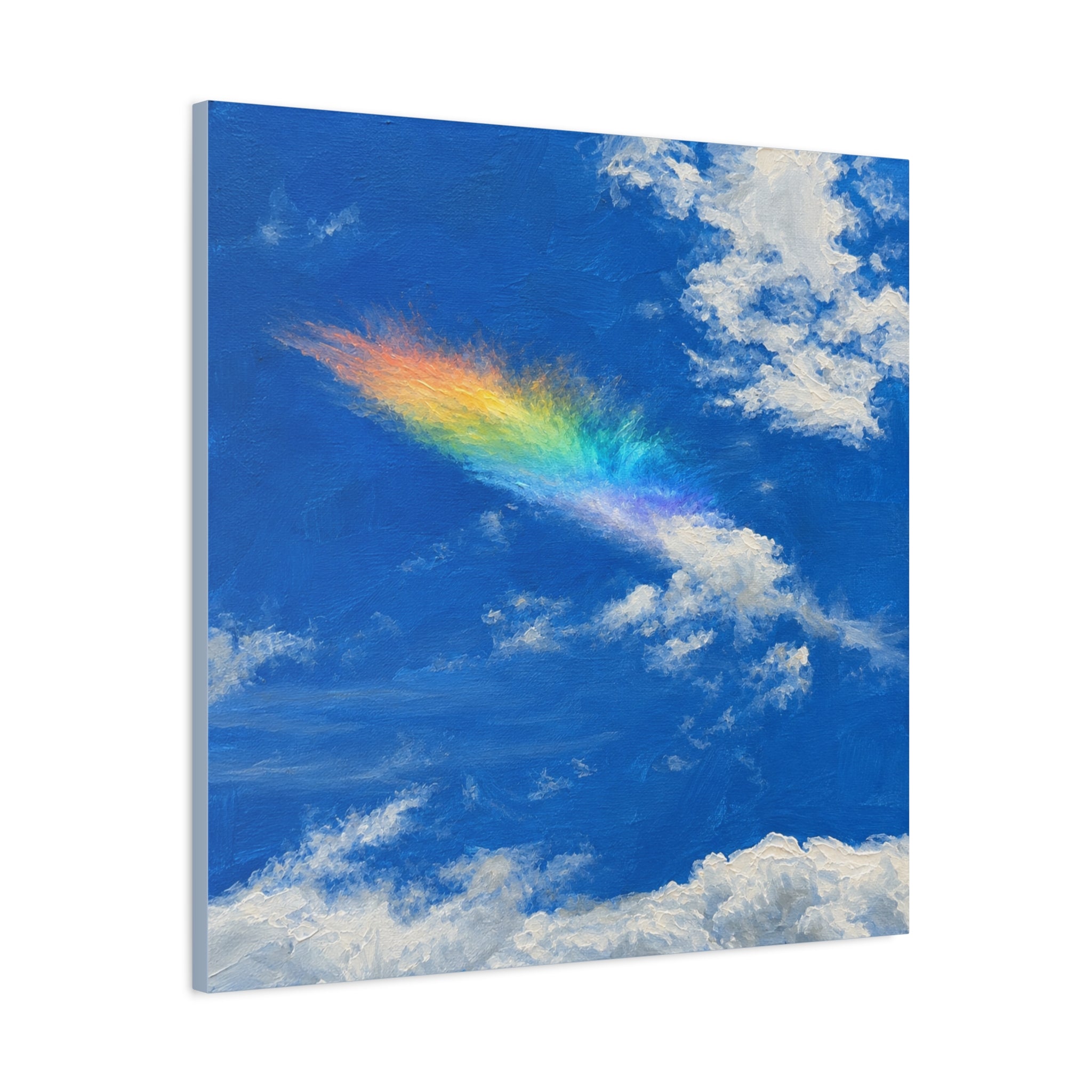 Rainbow Feather Cloud Matte Canvas Wall Art — Stretched Sky Landscape Print