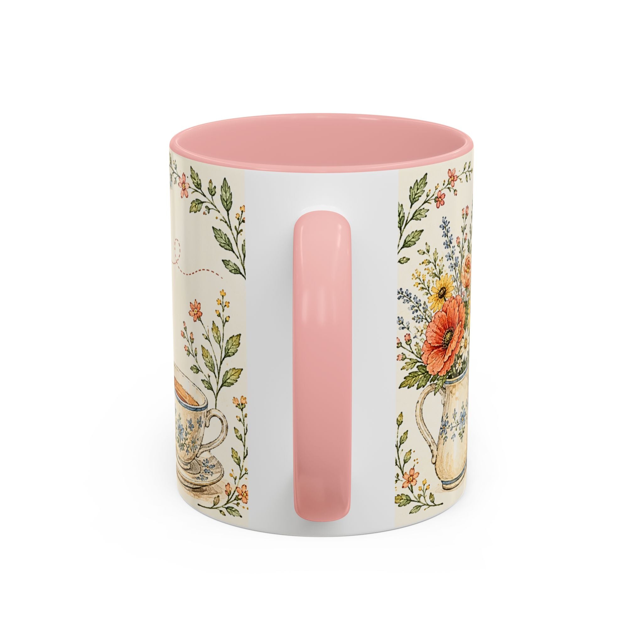 Slow Living Coffee Mug — "soft days, simple joys" Floral Accent Mug