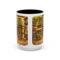 Bookshop Coffee Mug — Cozy Village Bookstore Illustration Accent Mug for Book and Dog Lovers (15oz)