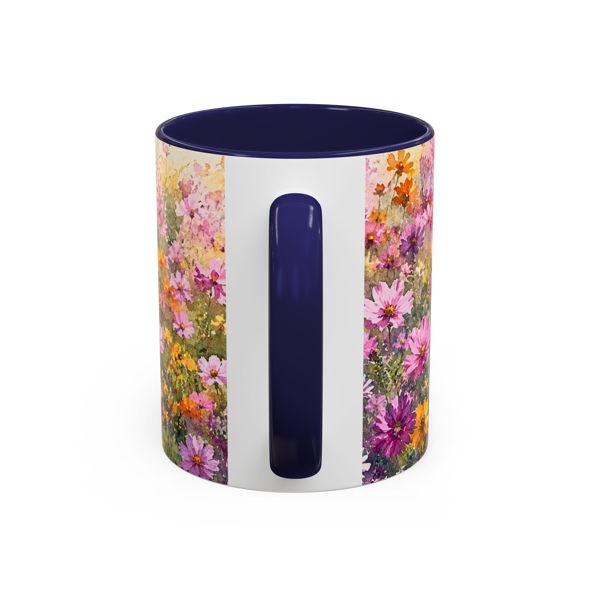 Floral Meadow Accent Coffee Mug — Pink Wildflower Ceramic Mug