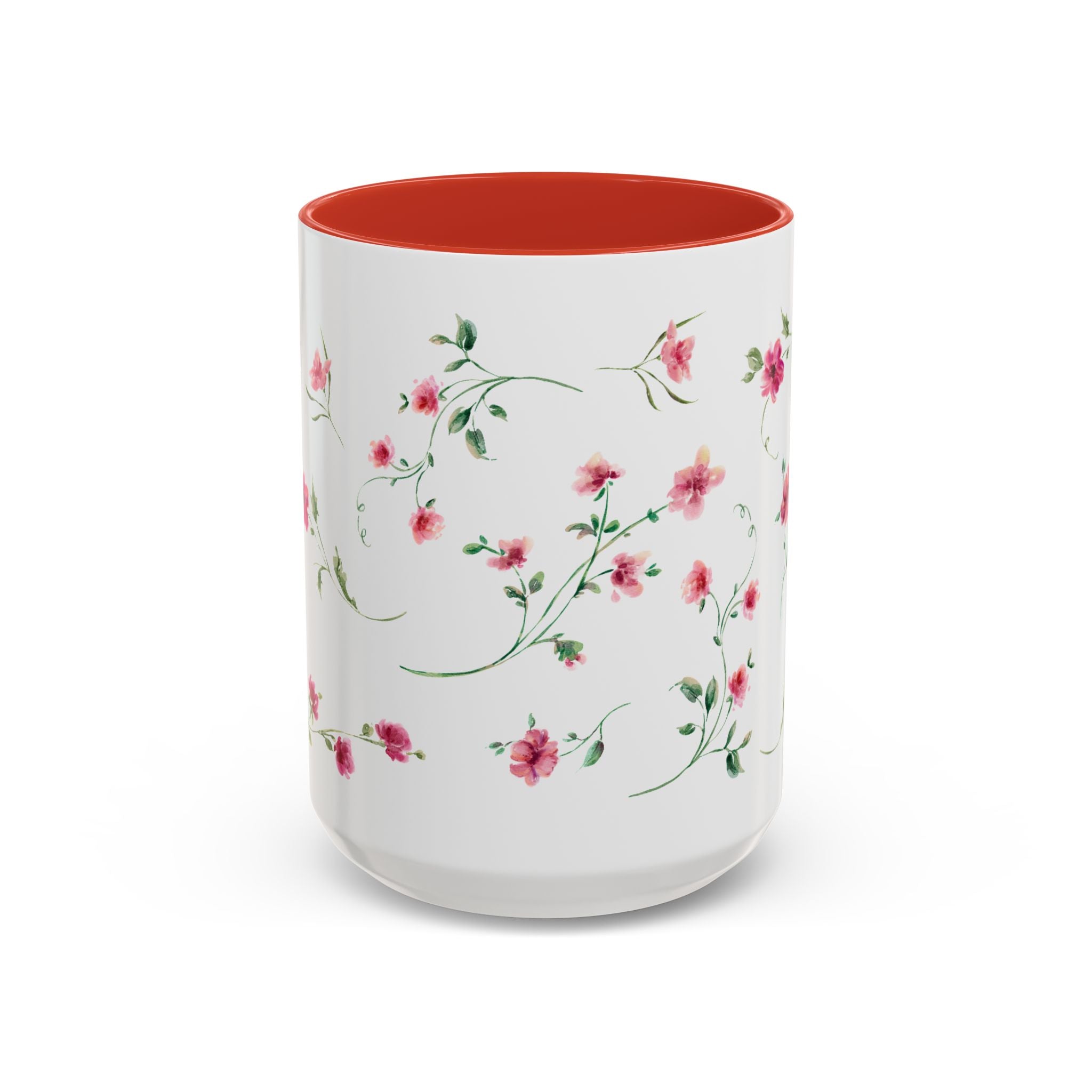 Floral Accent Coffee Mug – Pink Watercolor Blossoms (11/15oz)