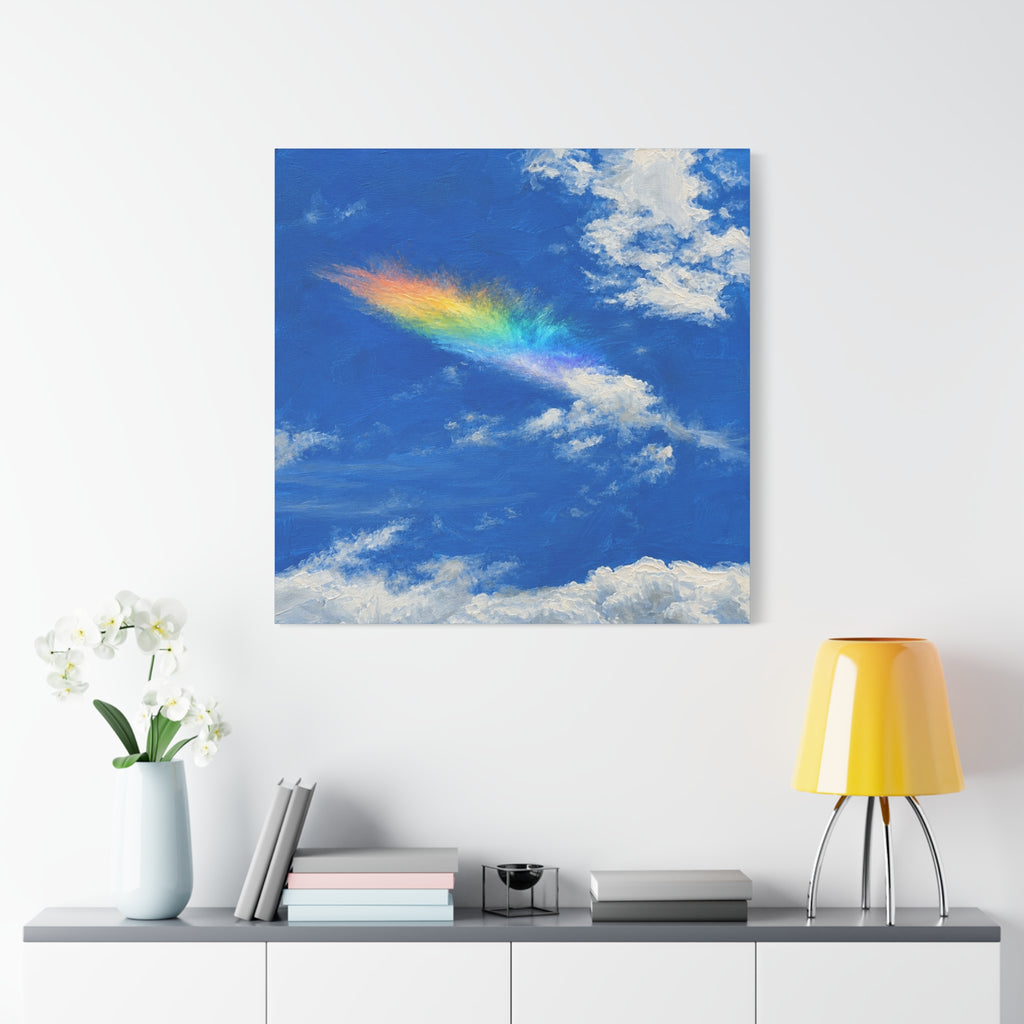 Rainbow Feather Cloud Matte Canvas Wall Art — Stretched Sky Landscape Print