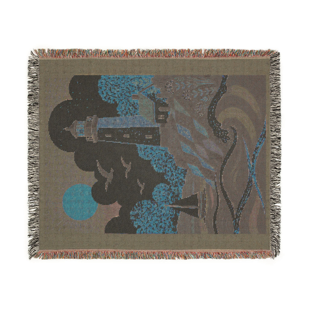 Lighthouse Coastal Woven Blanket — Nautical Sunset Throw
