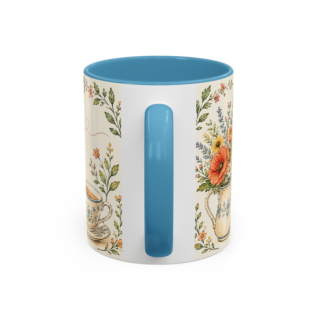 Slow Living Coffee Mug — "soft days, simple joys" Floral Accent Mug