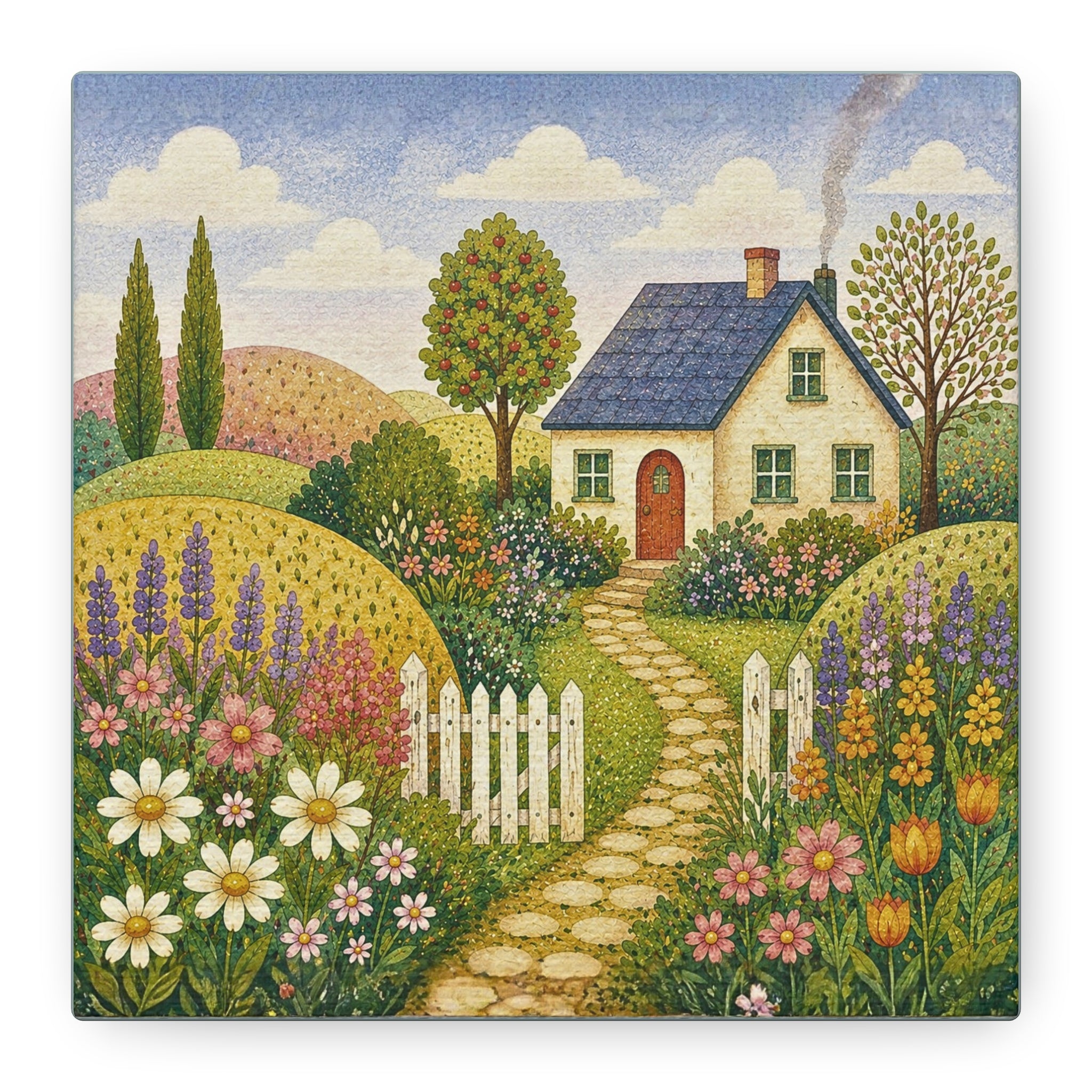 Cottage Garden Canvas Wall Art — Stretched Matte Floral Home Decor