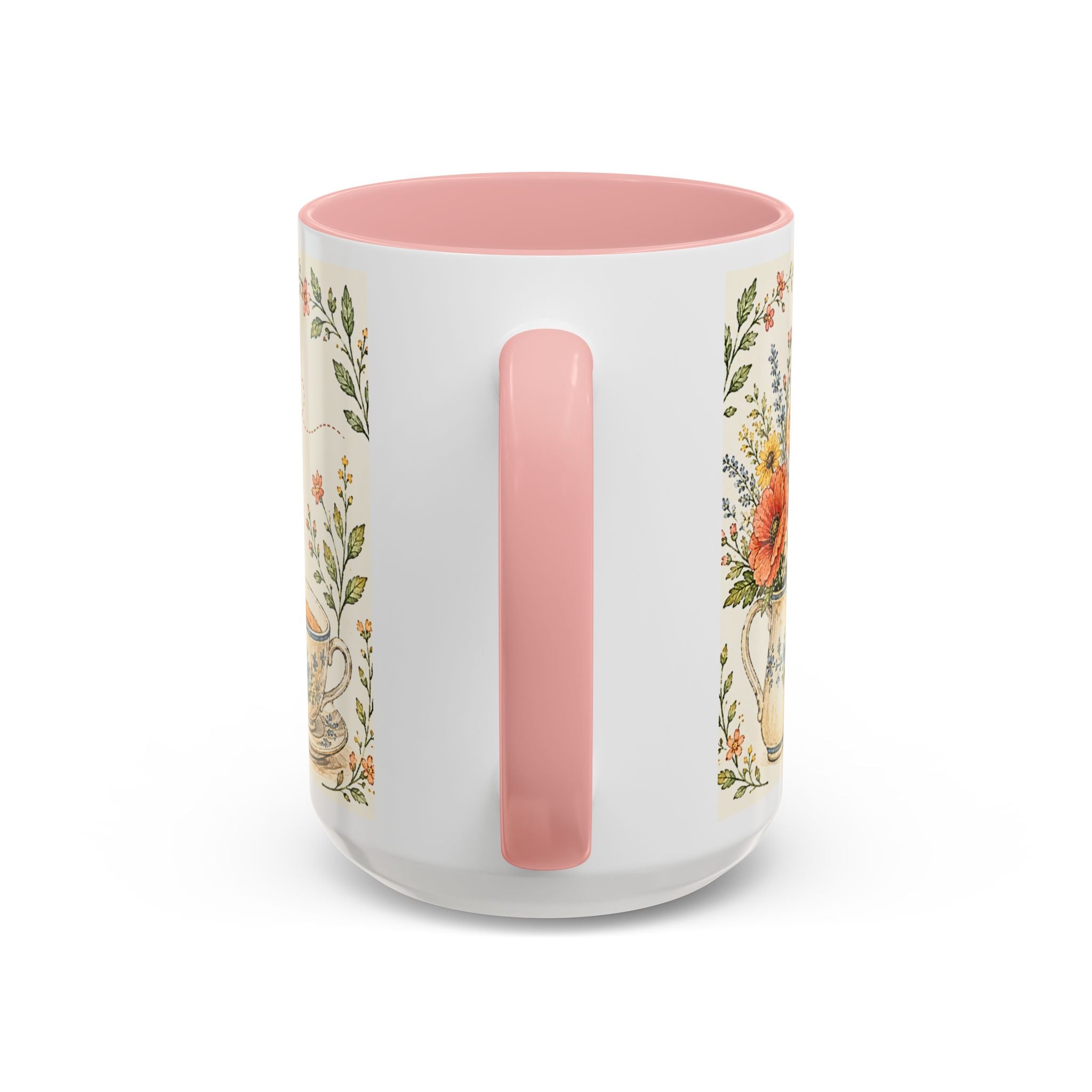 Slow Living Coffee Mug — "soft days, simple joys" Floral Accent Mug