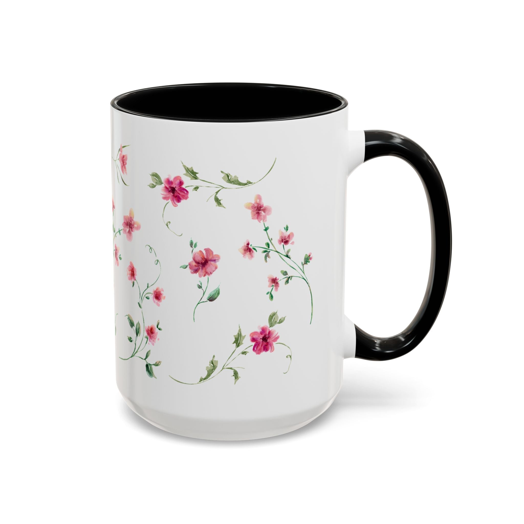 Floral Accent Coffee Mug – Pink Watercolor Blossoms (11/15oz)