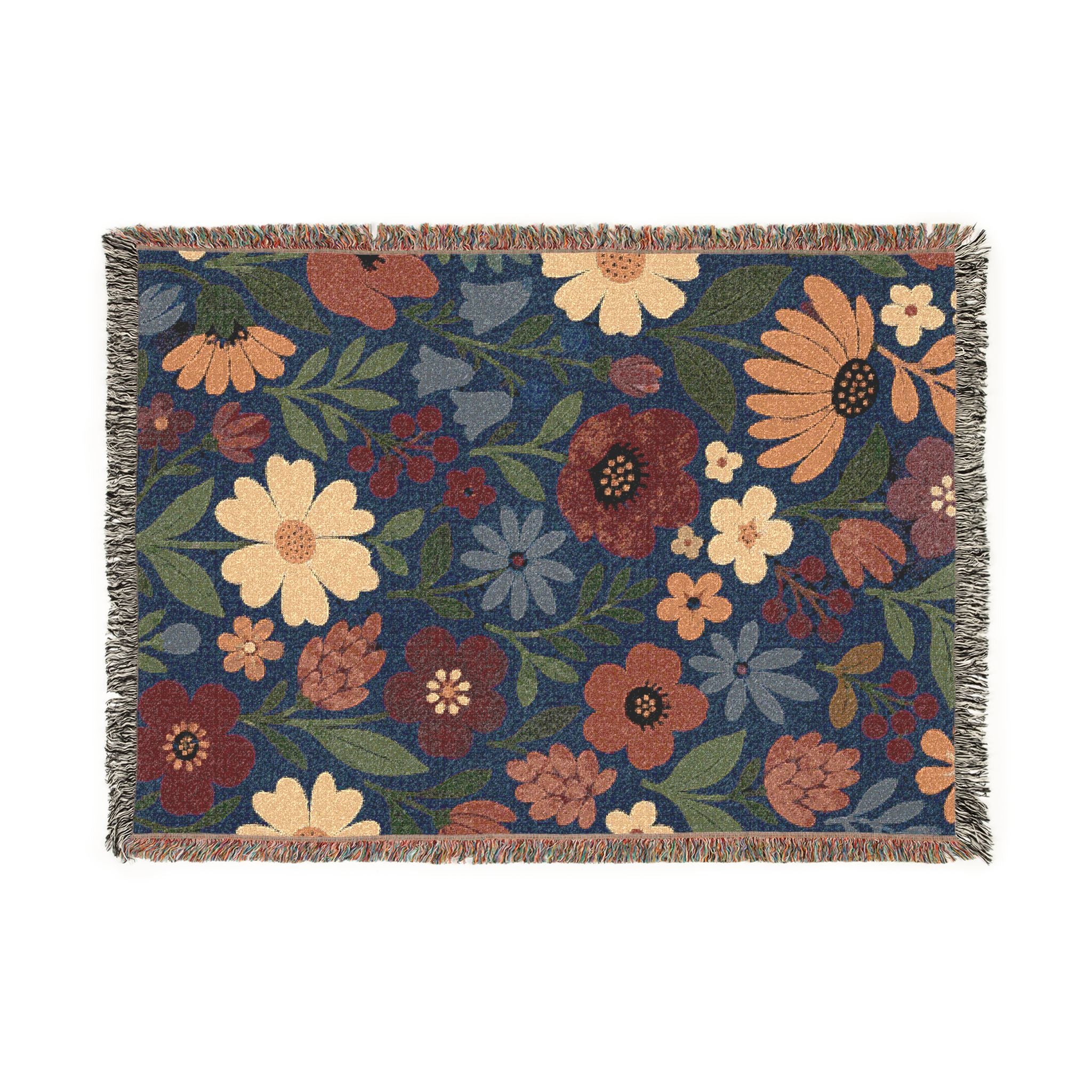 Floral Woven Blanket — Vintage Garden Throw Blanket
