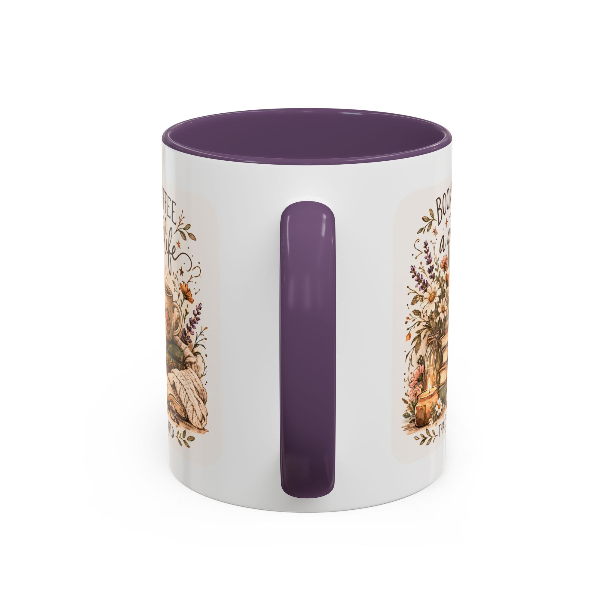 Books, Coffee & A Quiet Life Accent Coffee Mug — Cozy Literary Tea Cup (11/15oz)