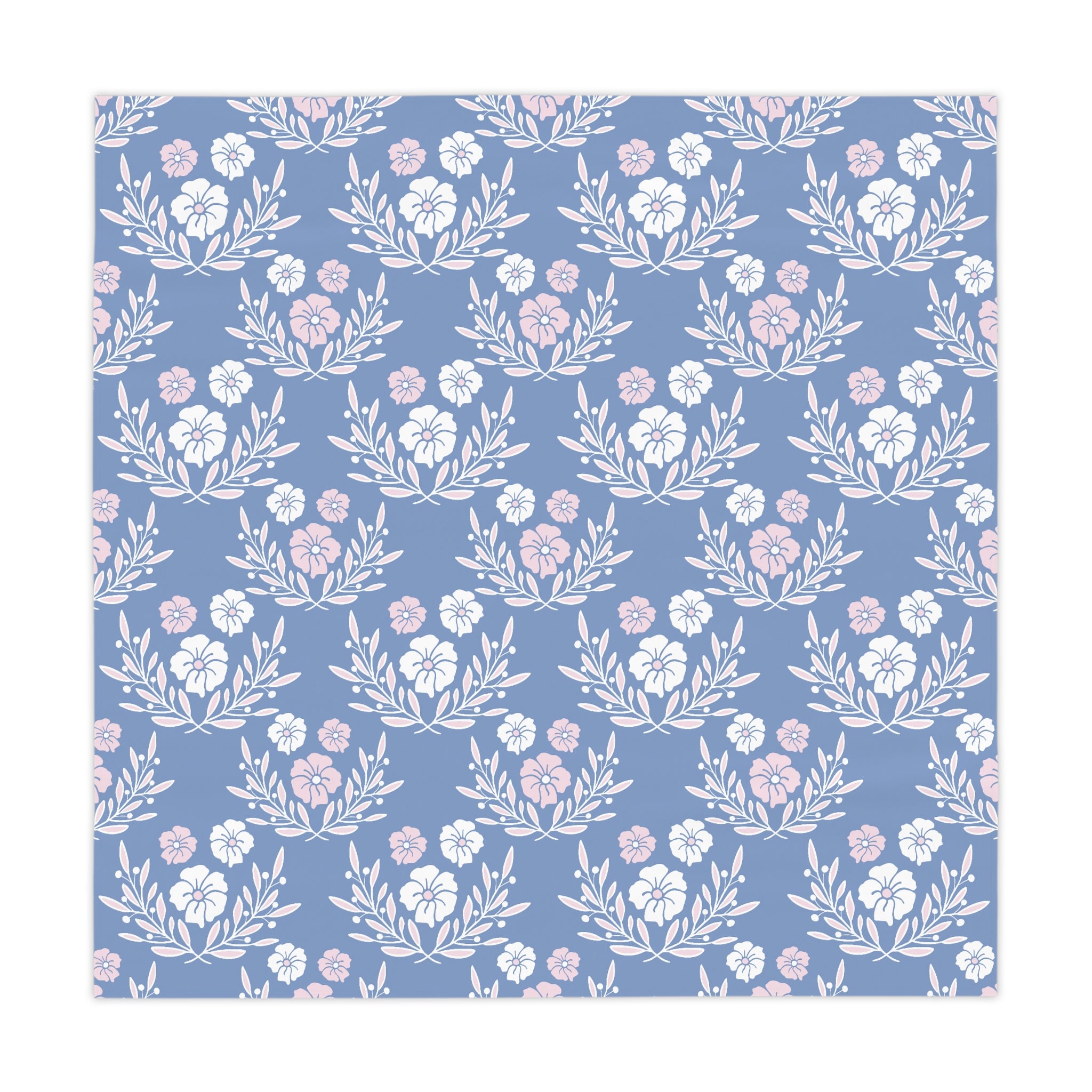 Blue Floral Tablecloth – Vintage Cottagecore Garden Pattern for Dining & Tea Parties