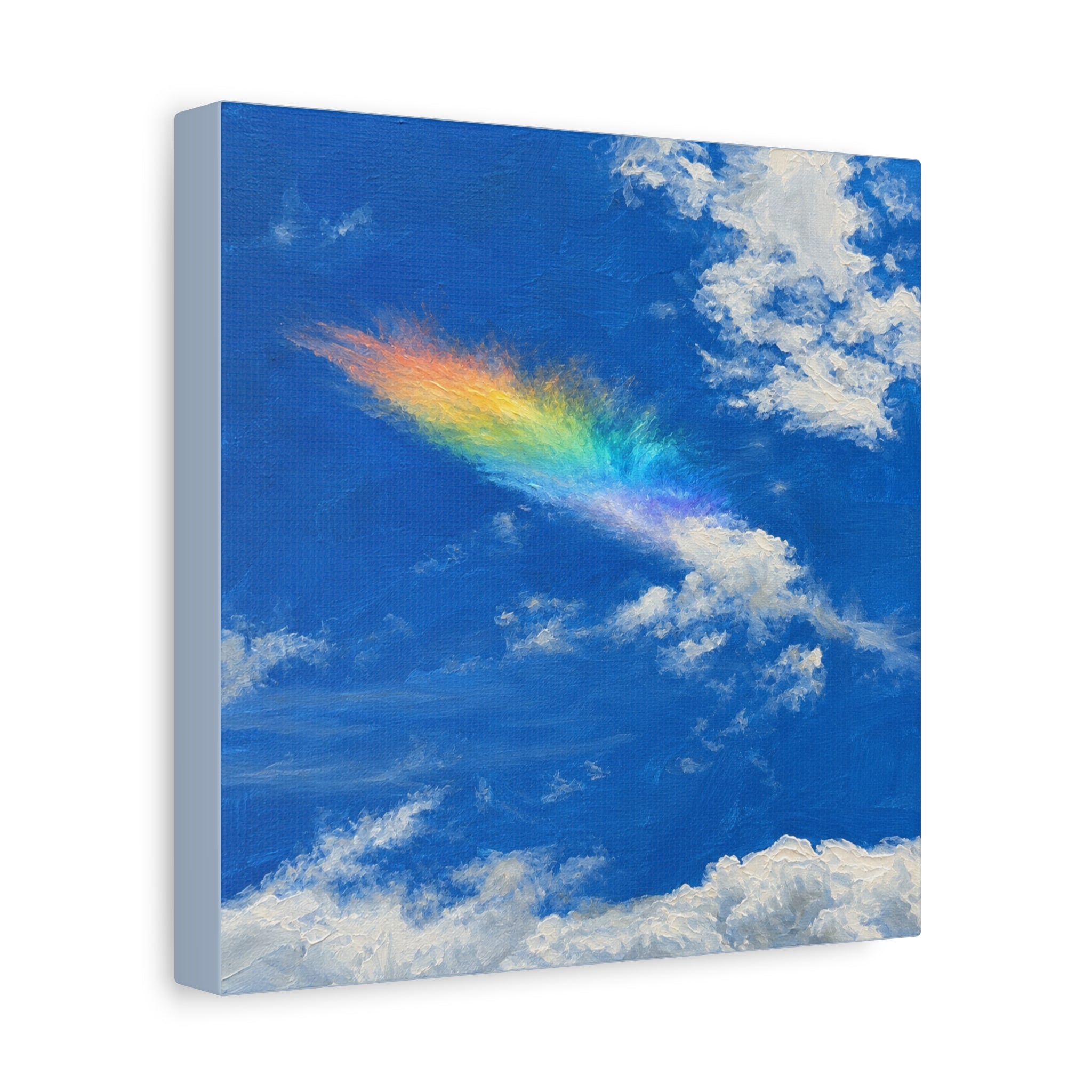 Rainbow Feather Cloud Matte Canvas Wall Art — Stretched Sky Landscape Print