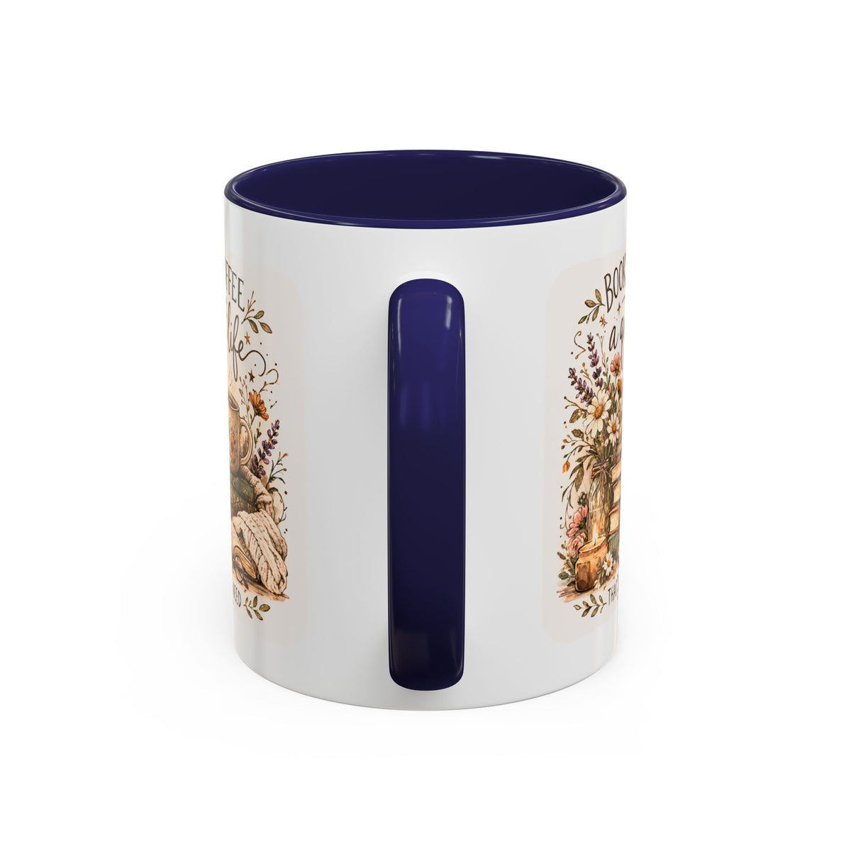 Books, Coffee & A Quiet Life Accent Coffee Mug — Cozy Literary Tea Cup (11/15oz)