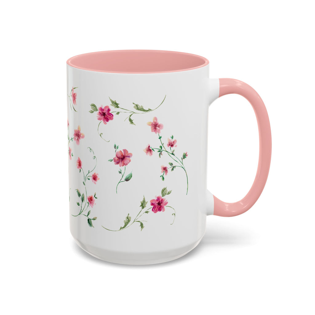 Floral Accent Coffee Mug – Pink Watercolor Blossoms (11/15oz)