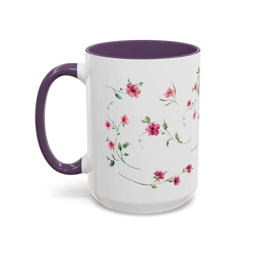 Floral Accent Coffee Mug – Pink Watercolor Blossoms (11/15oz)