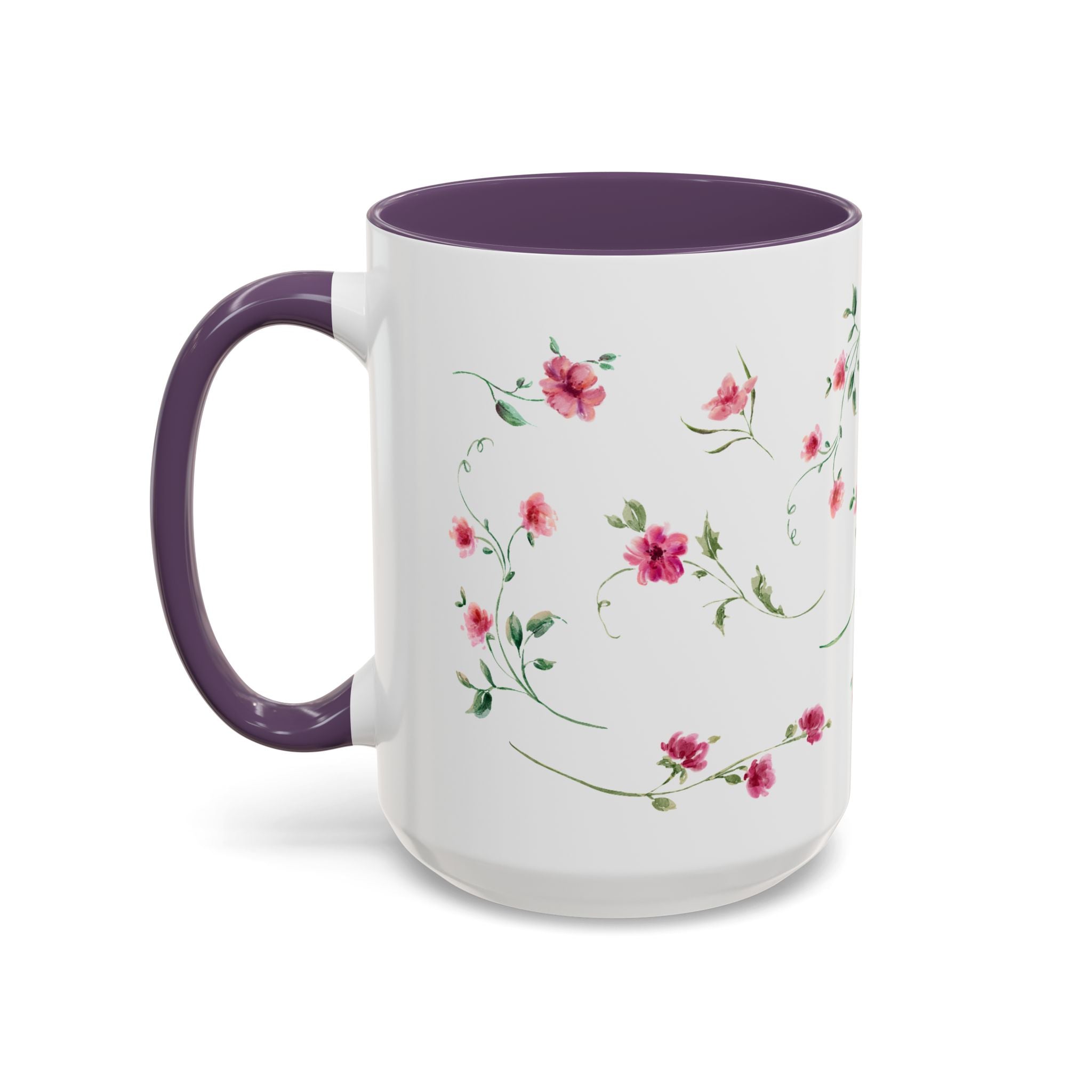 Floral Accent Coffee Mug – Pink Watercolor Blossoms (11/15oz)