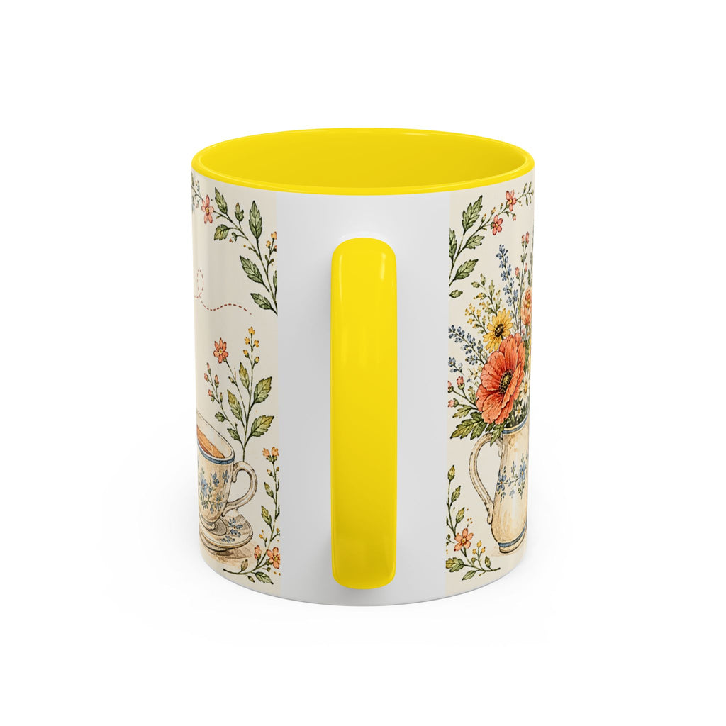 Slow Living Coffee Mug — "soft days, simple joys" Floral Accent Mug