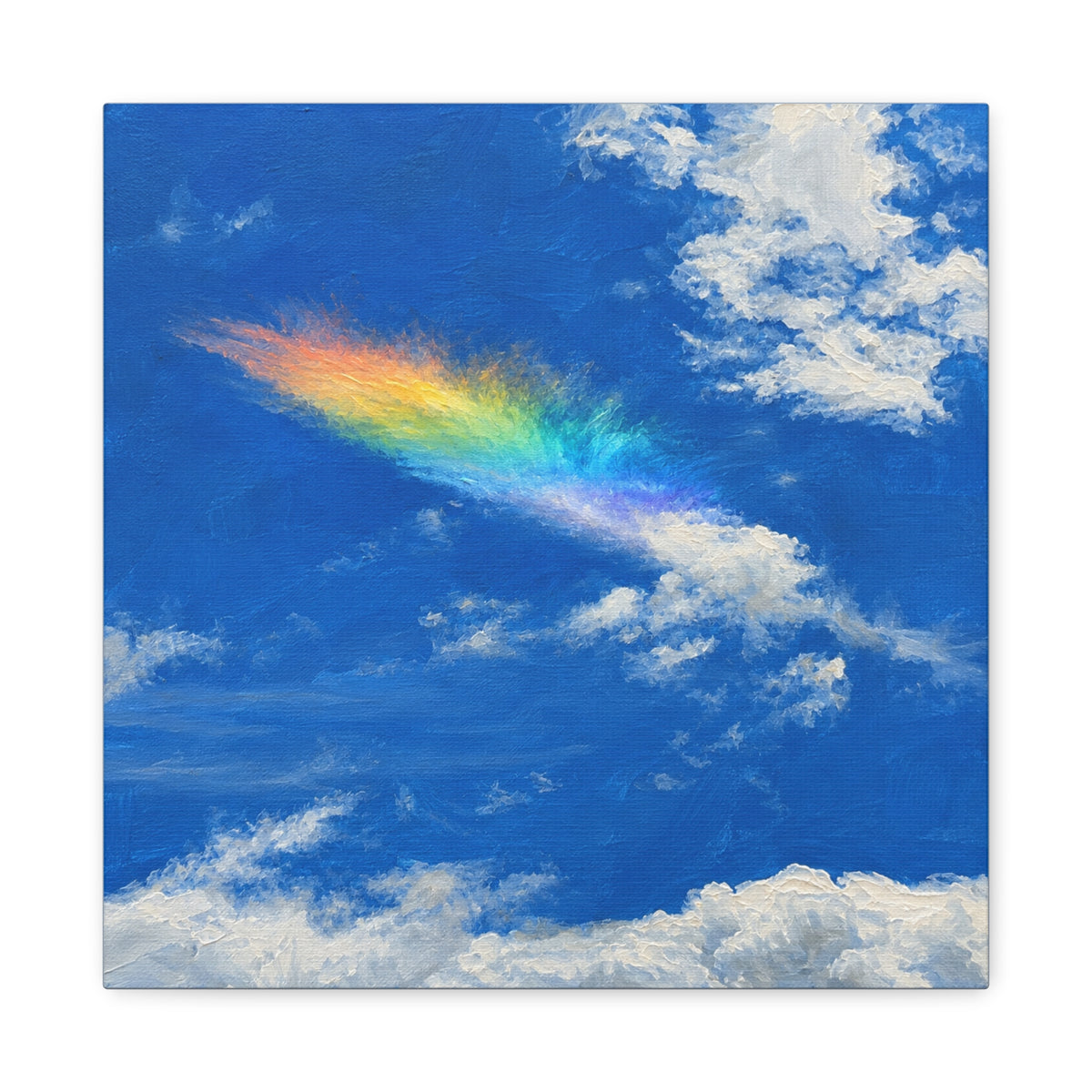 Rainbow Feather Cloud Matte Canvas Wall Art — Stretched Sky Landscape Print