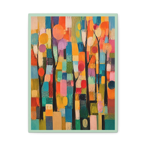 Abstract Colorful Trees Matte Canvas Wall Art - Stretched 1.25"