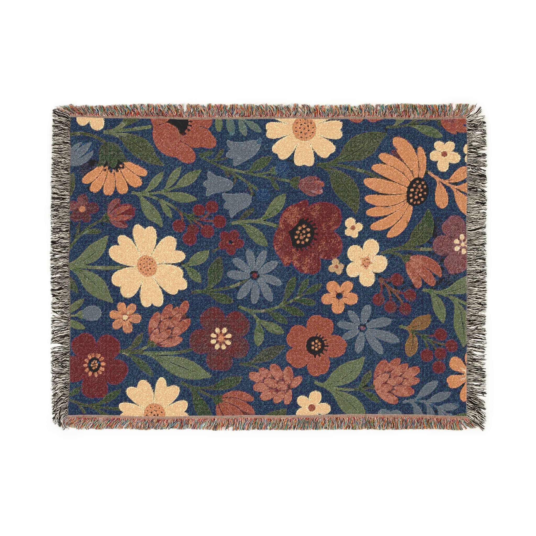 Floral Woven Blanket — Vintage Garden Throw Blanket