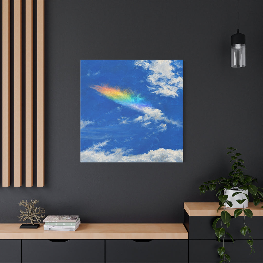 Rainbow Feather Cloud Matte Canvas Wall Art — Stretched Sky Landscape Print