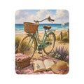 Sherpa Blanket — Coastal Bicycle Beach Scene Fleece Throw