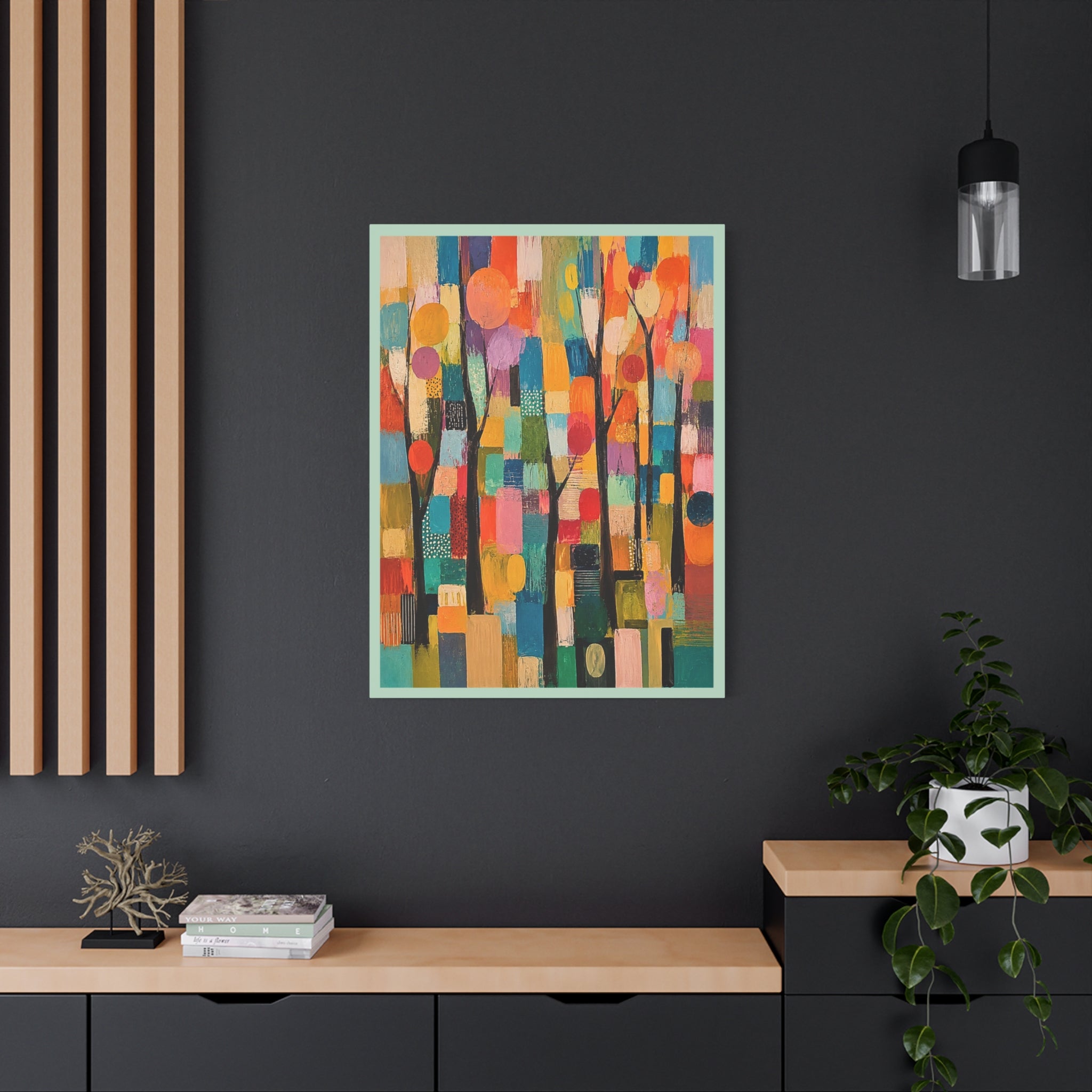 Abstract Colorful Trees Matte Canvas Wall Art - Stretched 1.25"