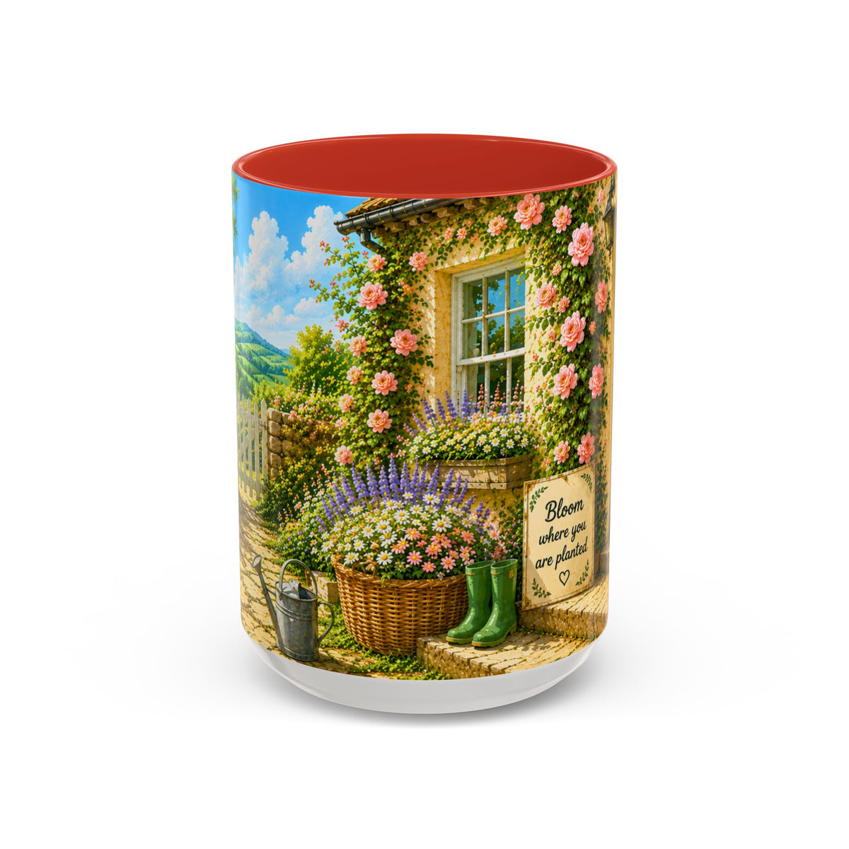 Floral Cottage Coffee Mug – 'Bloom Where You Are Planted' Accent Mug