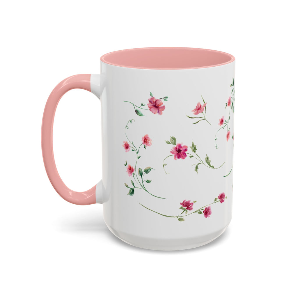 Floral Accent Coffee Mug – Pink Watercolor Blossoms (11/15oz)