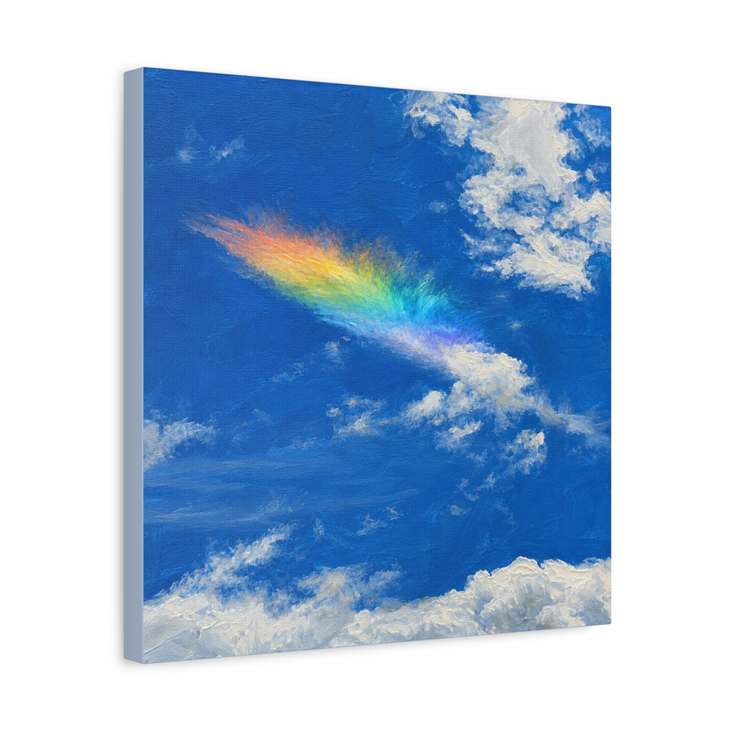 Rainbow Feather Cloud Matte Canvas Wall Art — Stretched Sky Landscape Print