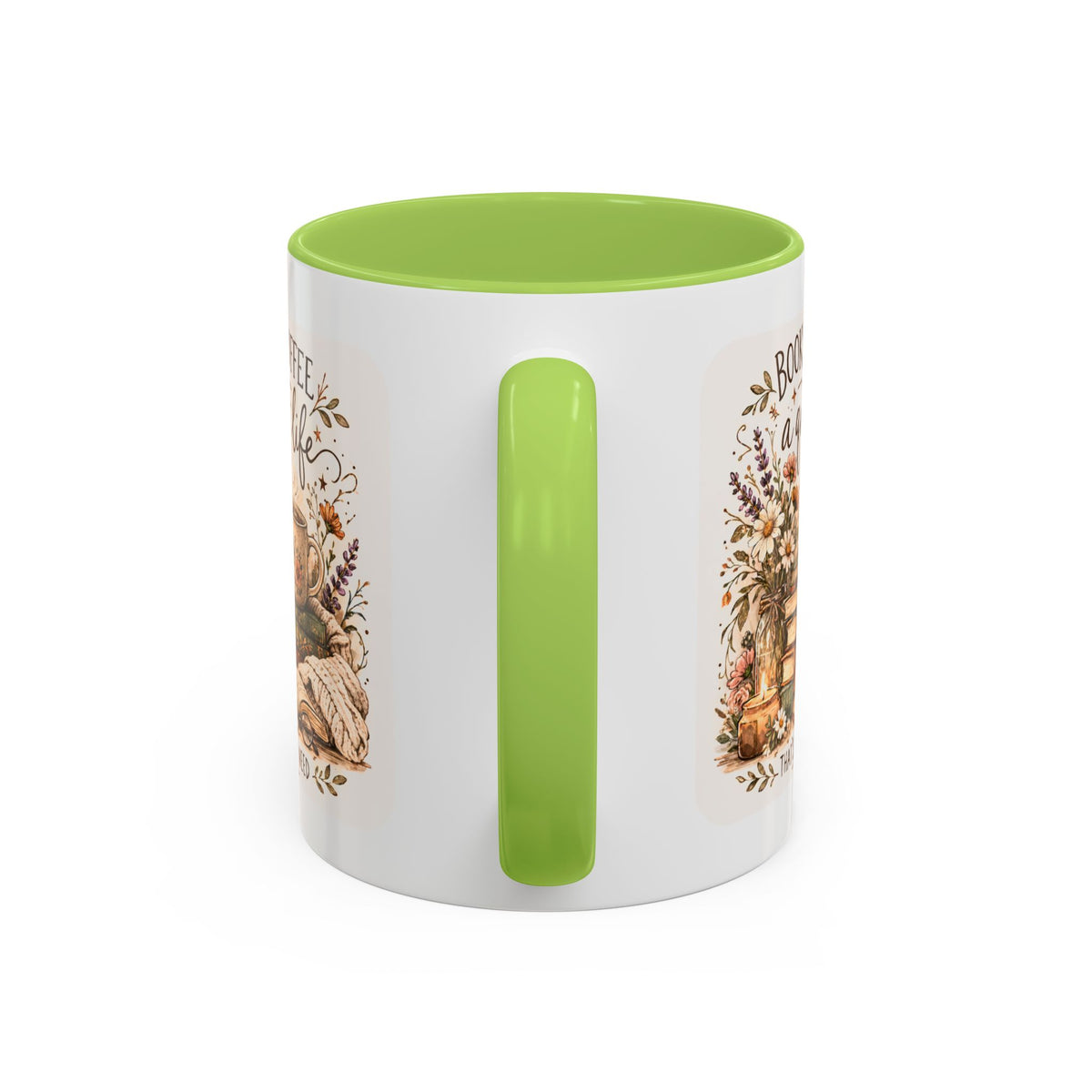 Books, Coffee & A Quiet Life Accent Coffee Mug — Cozy Literary Tea Cup (11/15oz)