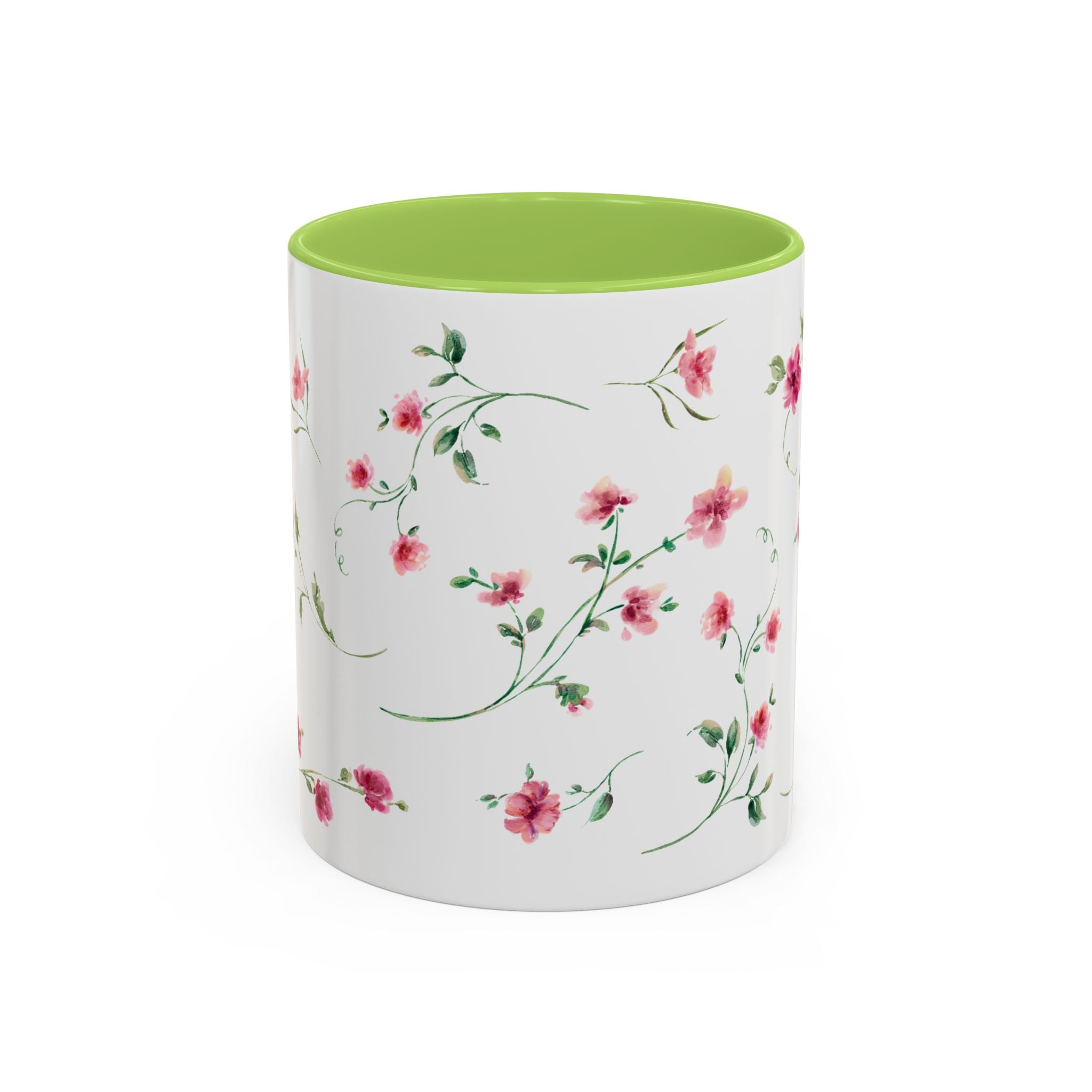 Floral Accent Coffee Mug – Pink Watercolor Blossoms (11/15oz)