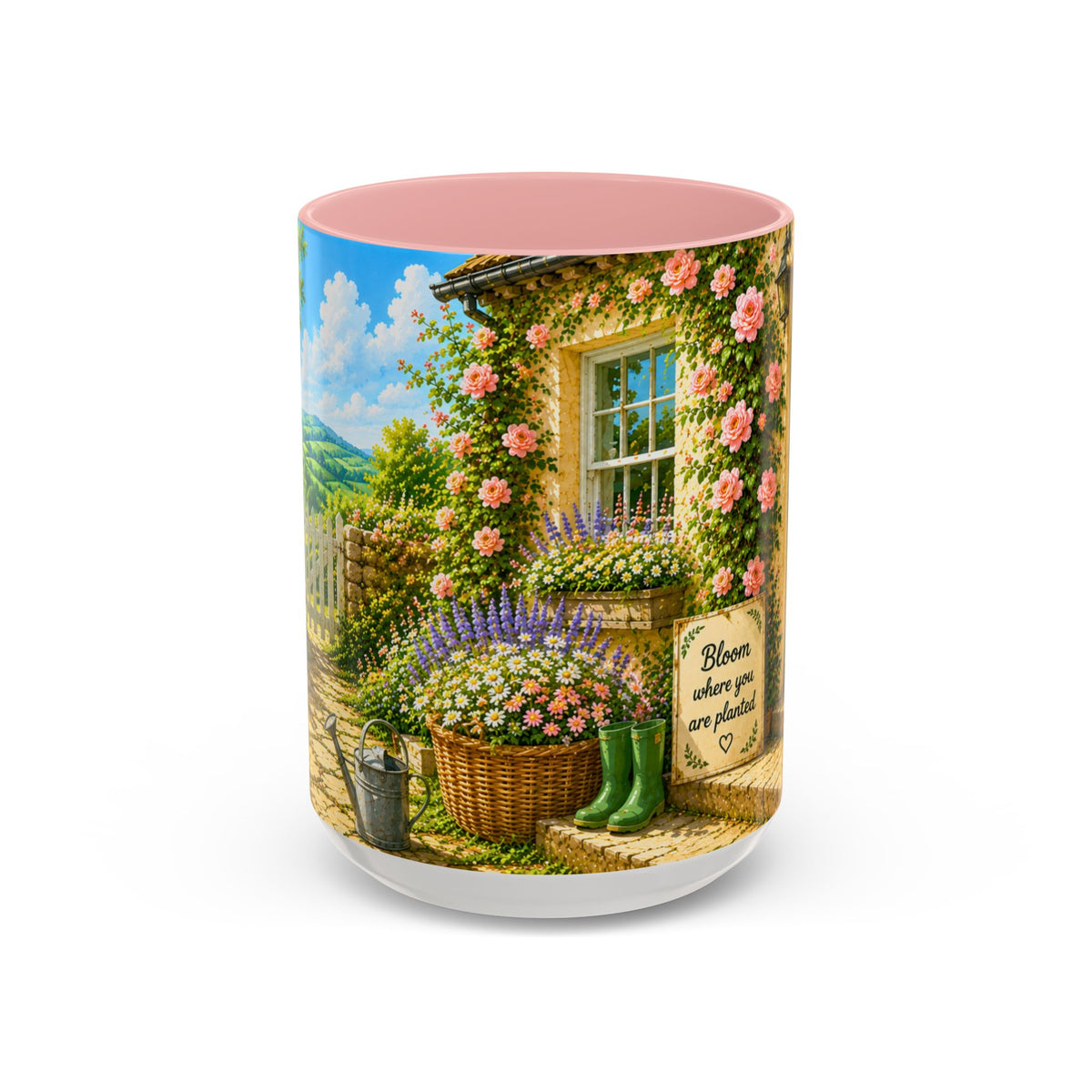 Floral Cottage Coffee Mug – 'Bloom Where You Are Planted' Accent Mug