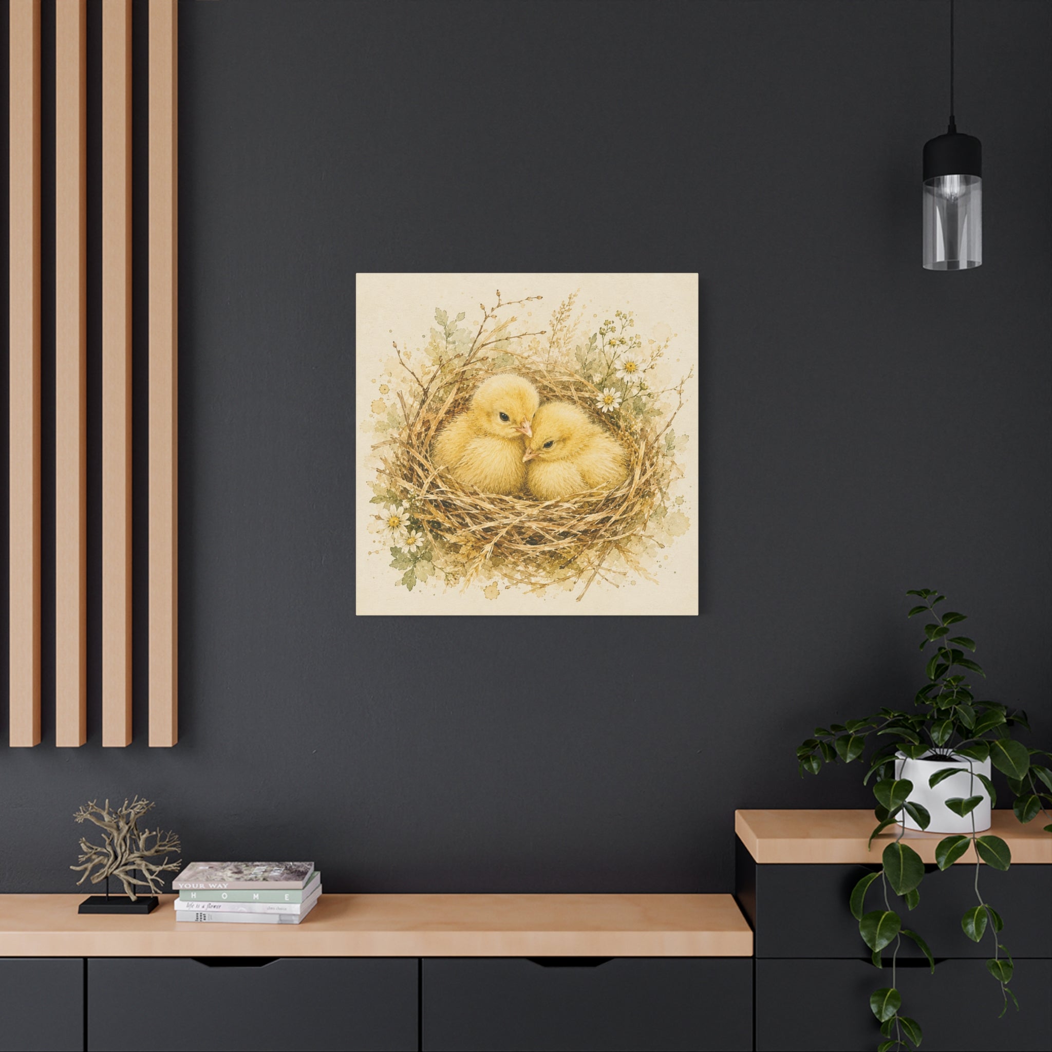 Chick Nest Canvas — Vintage Baby Chicks Wall Art
