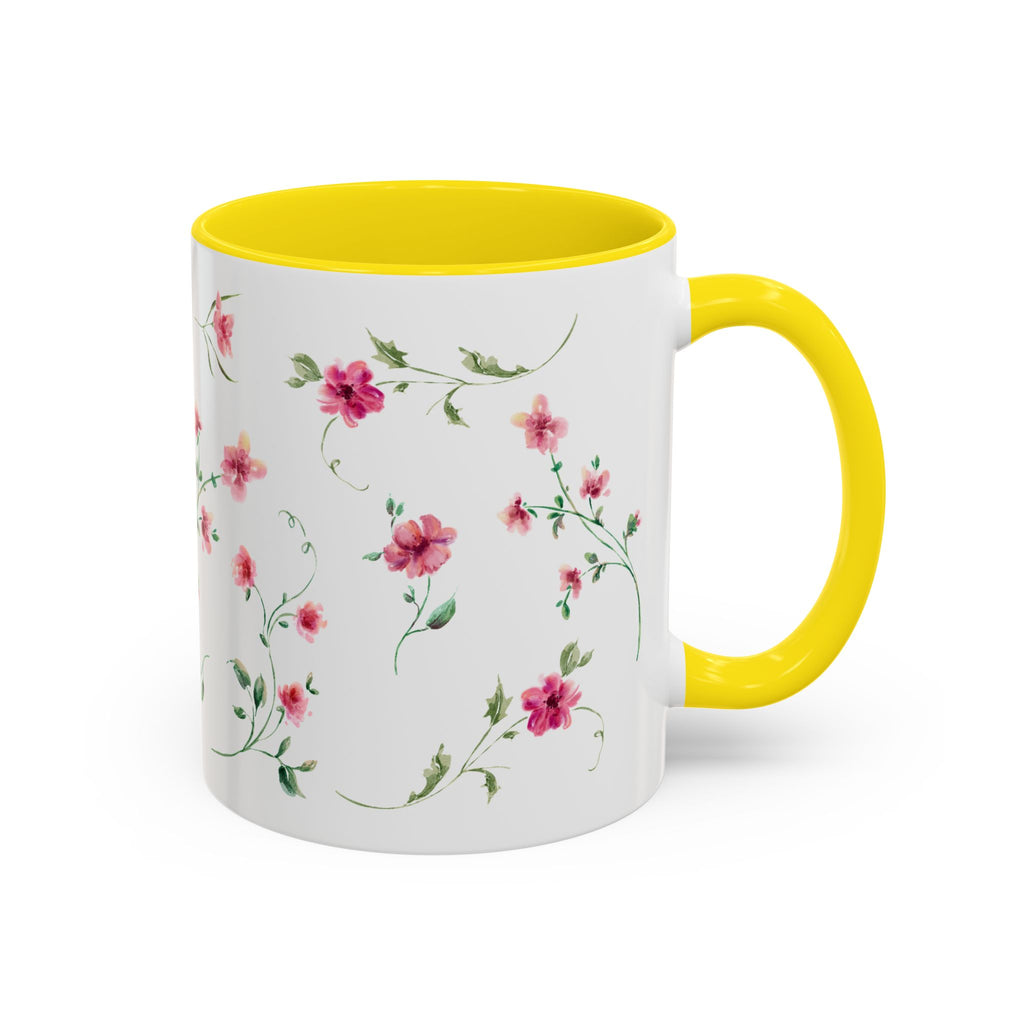 Floral Accent Coffee Mug – Pink Watercolor Blossoms (11/15oz)