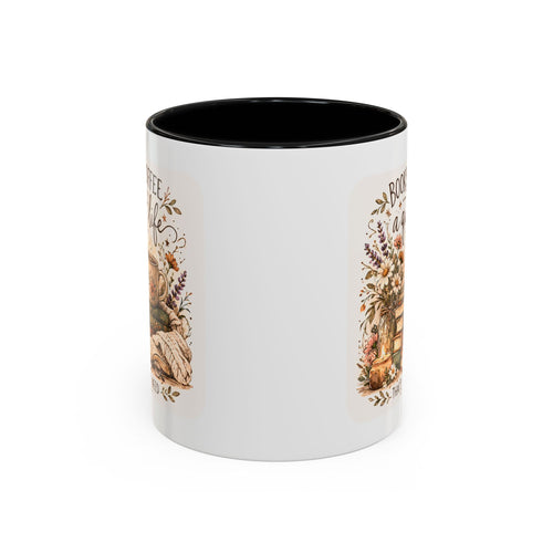 Books, Coffee & A Quiet Life Accent Coffee Mug — Cozy Literary Tea Cup (11/15oz)