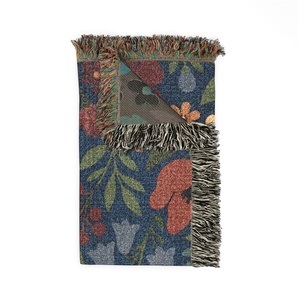 Floral Woven Blanket – Boho Vintage Garden Throw for Couch, Bed & Gift