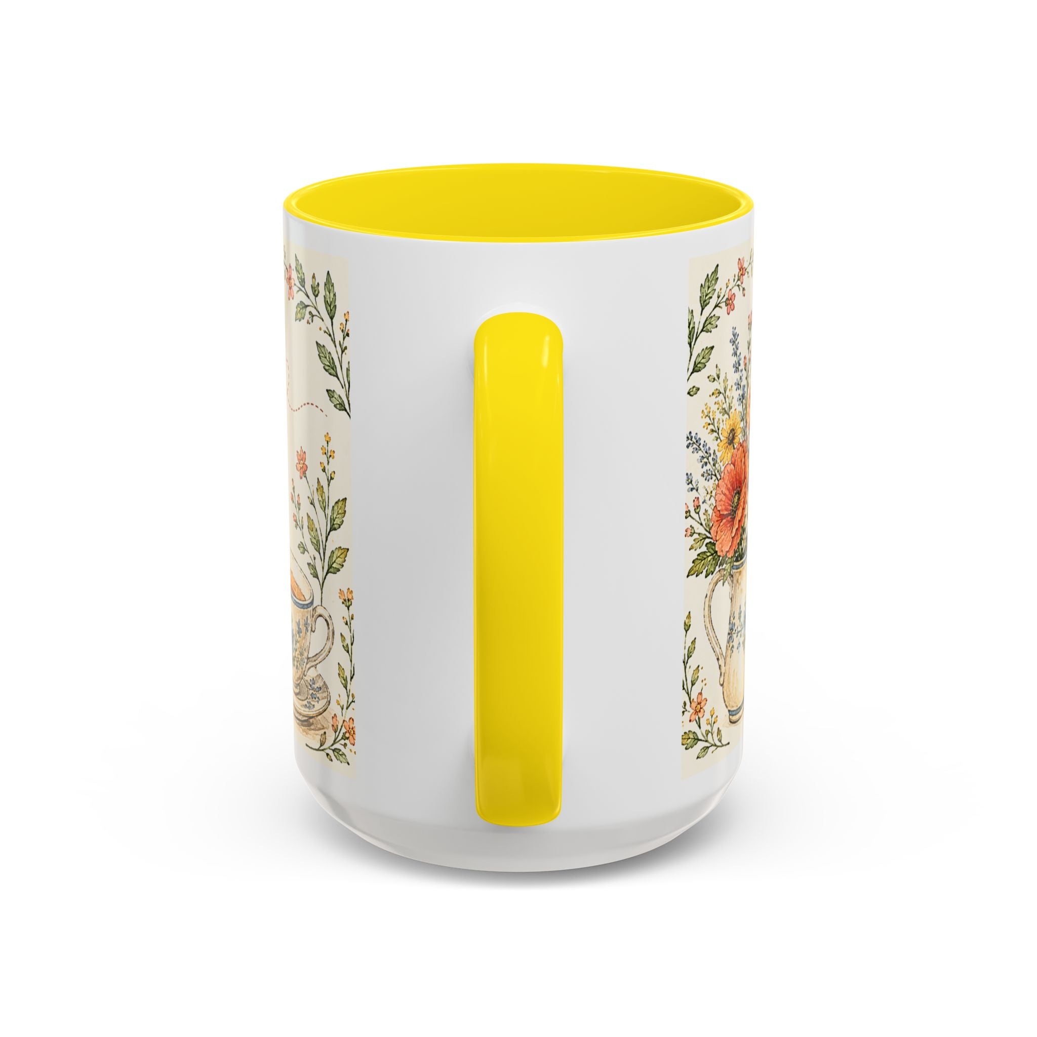 Slow Living Coffee Mug — "soft days, simple joys" Floral Accent Mug