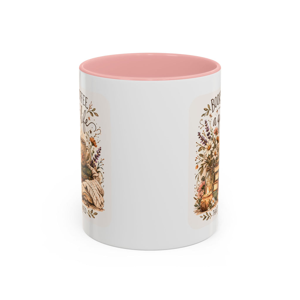 Books, Coffee & A Quiet Life Accent Coffee Mug — Cozy Literary Tea Cup (11/15oz)