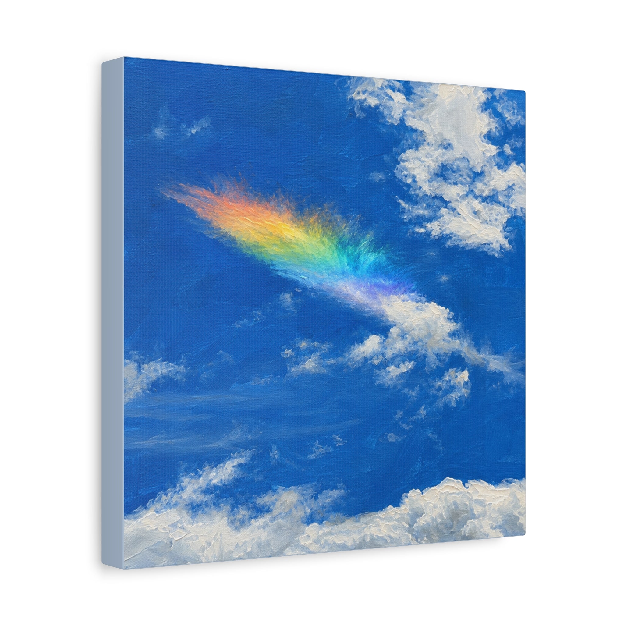 Rainbow Feather Cloud Matte Canvas Wall Art — Stretched Sky Landscape Print