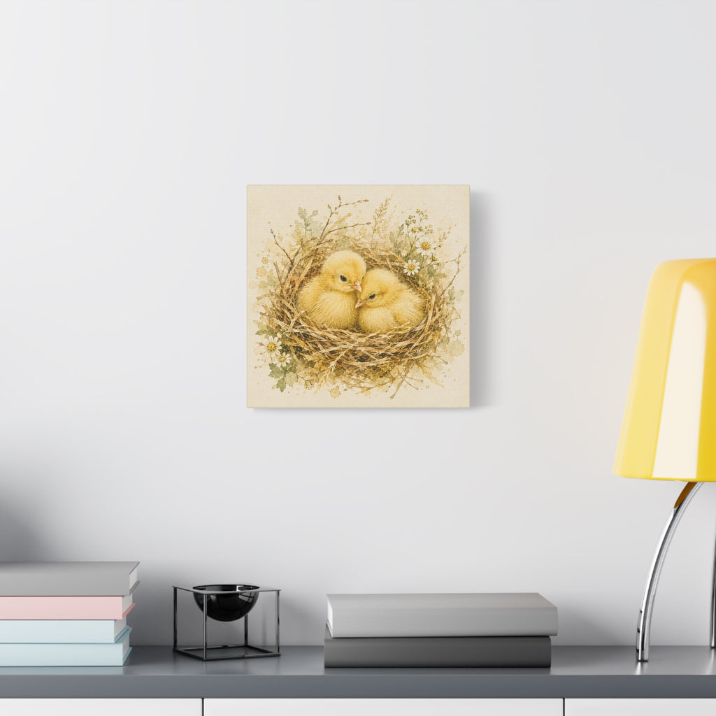 Chick Nest Canvas — Vintage Baby Chicks Wall Art
