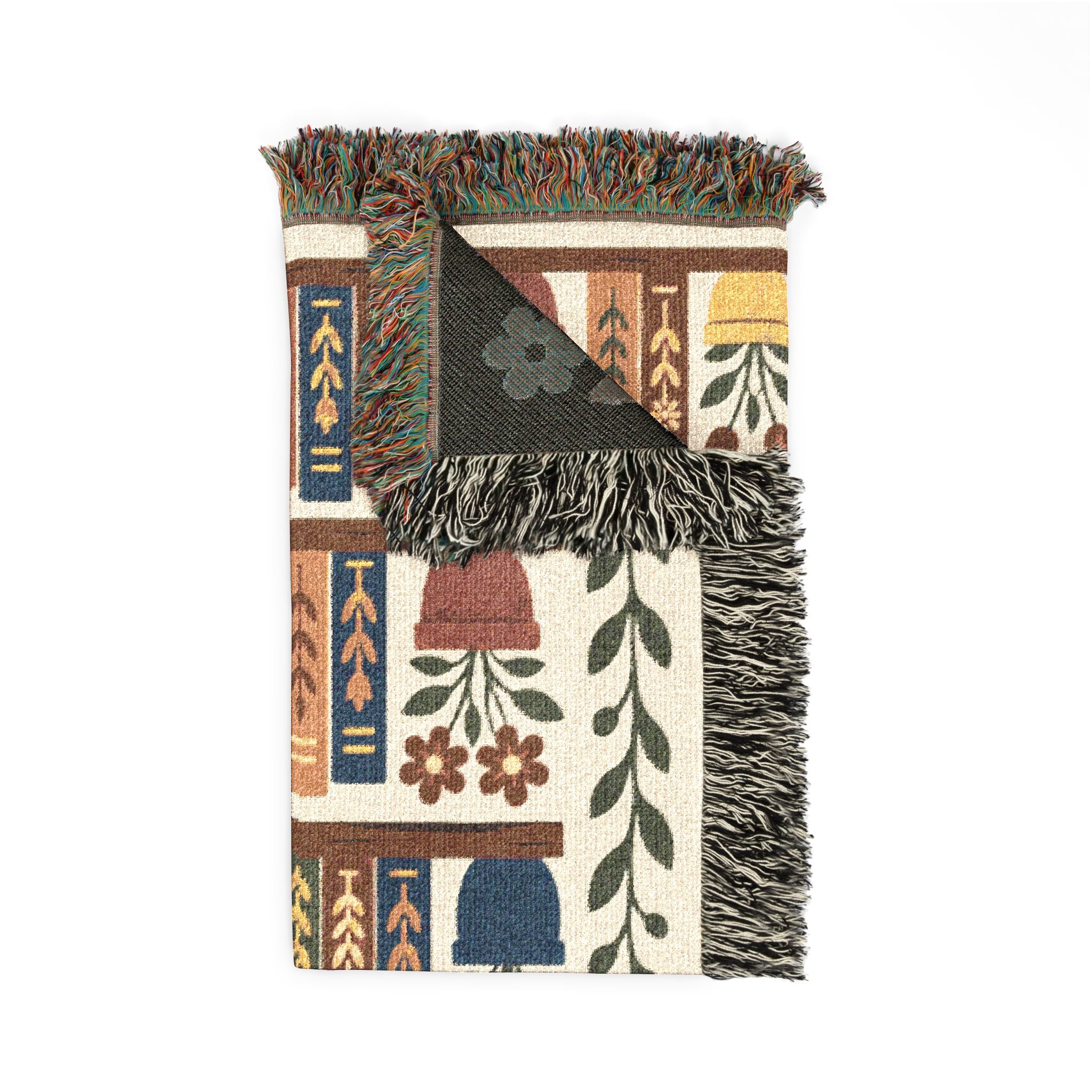 Library Bookcase with Cat Woven Throw Blanket — Cozy Reading Room Decor