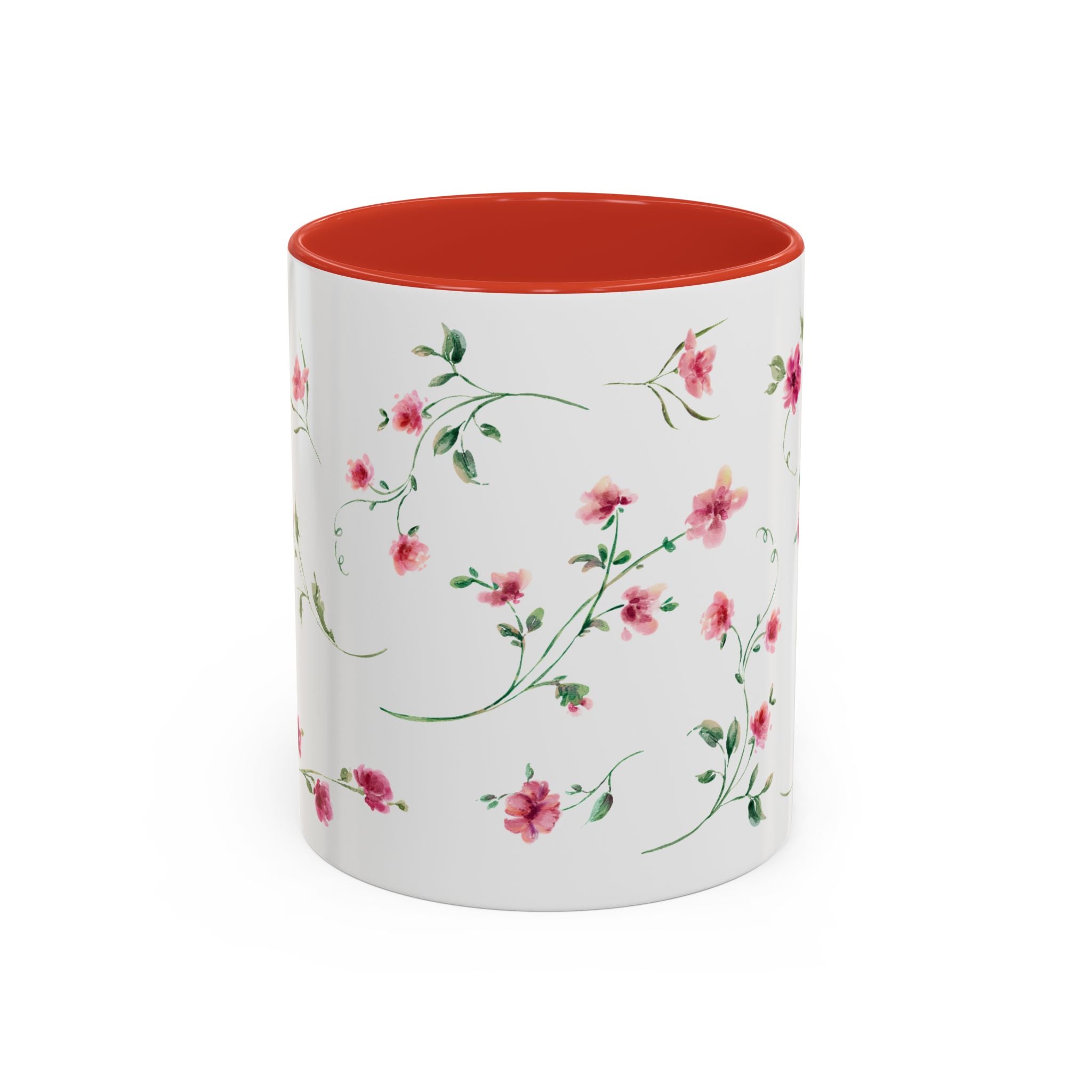 Floral Accent Coffee Mug – Pink Watercolor Blossoms (11/15oz)