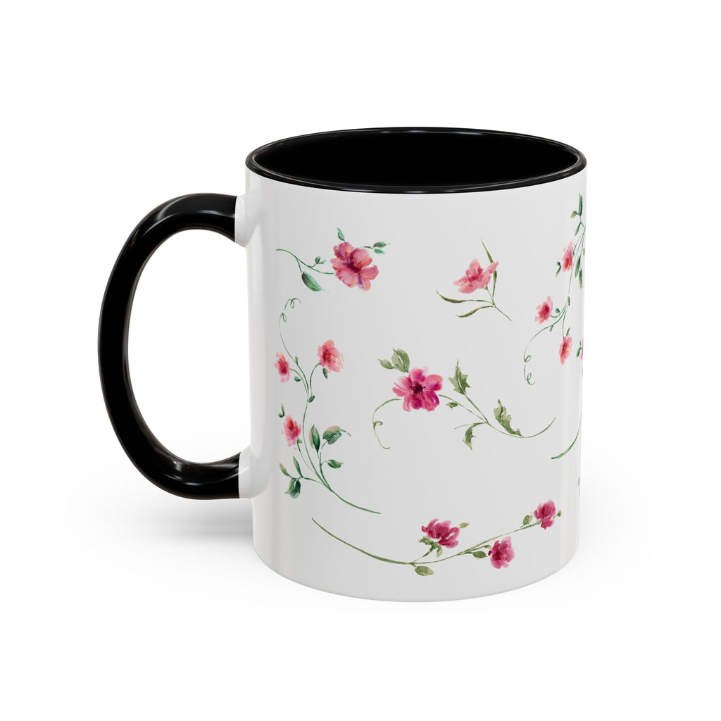 Floral Accent Coffee Mug – Pink Watercolor Blossoms (11/15oz)