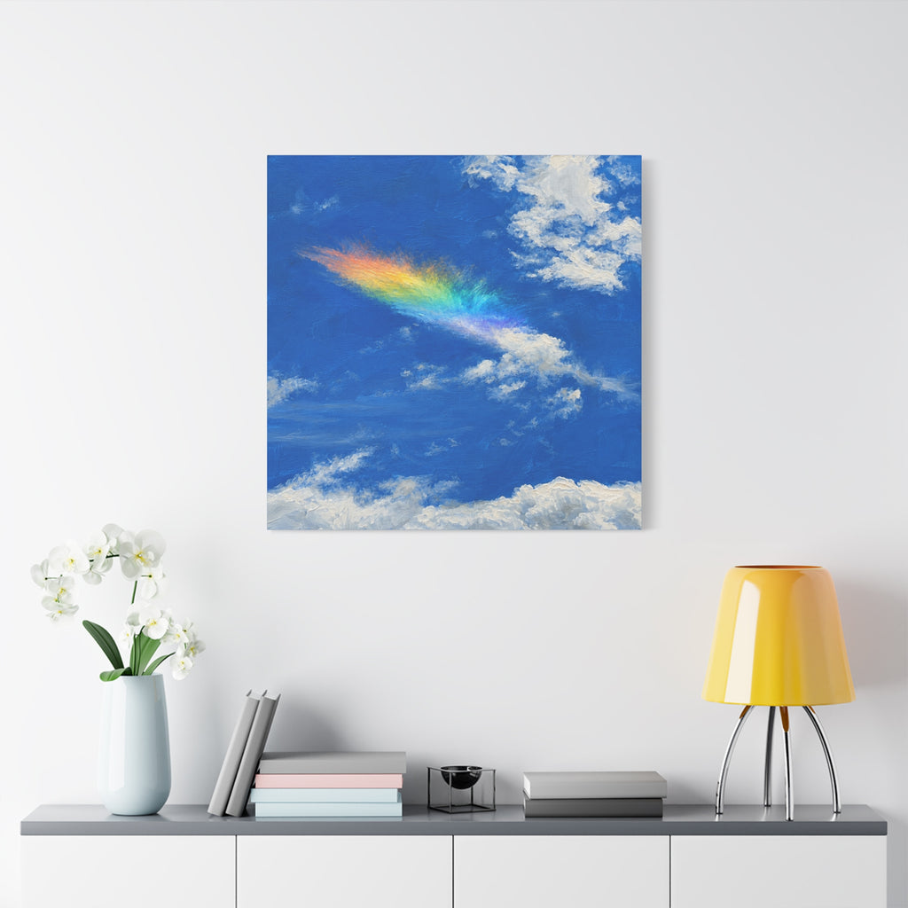 Rainbow Feather Cloud Matte Canvas Wall Art — Stretched Sky Landscape Print