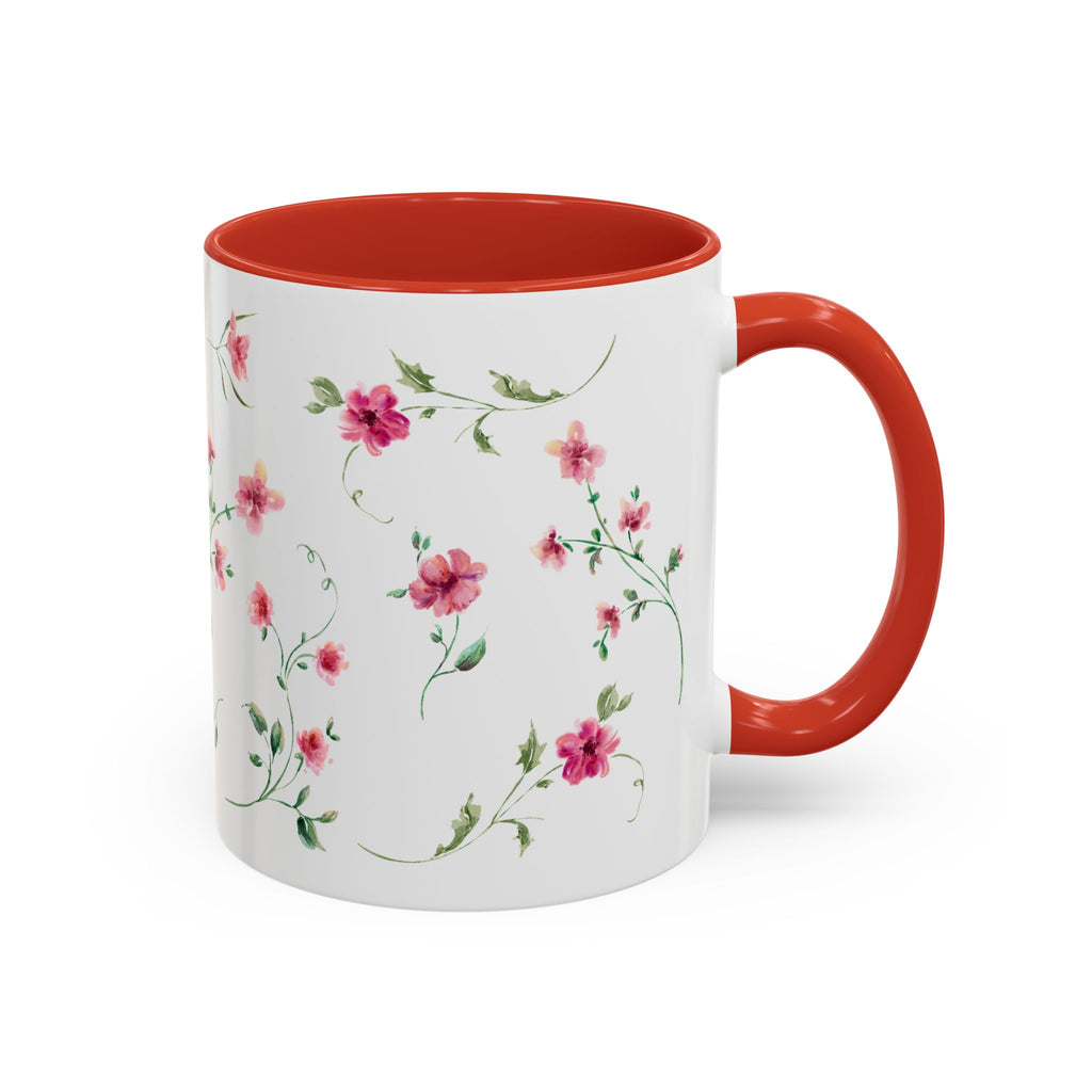 Floral Accent Coffee Mug – Pink Watercolor Blossoms (11/15oz)