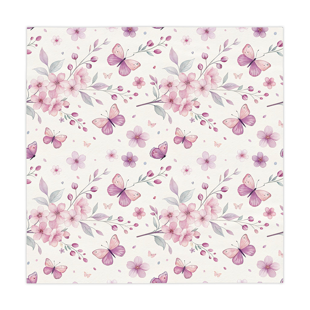 Pink Floral Butterfly Tablecloth — Romantic Spring Garden Table Decor