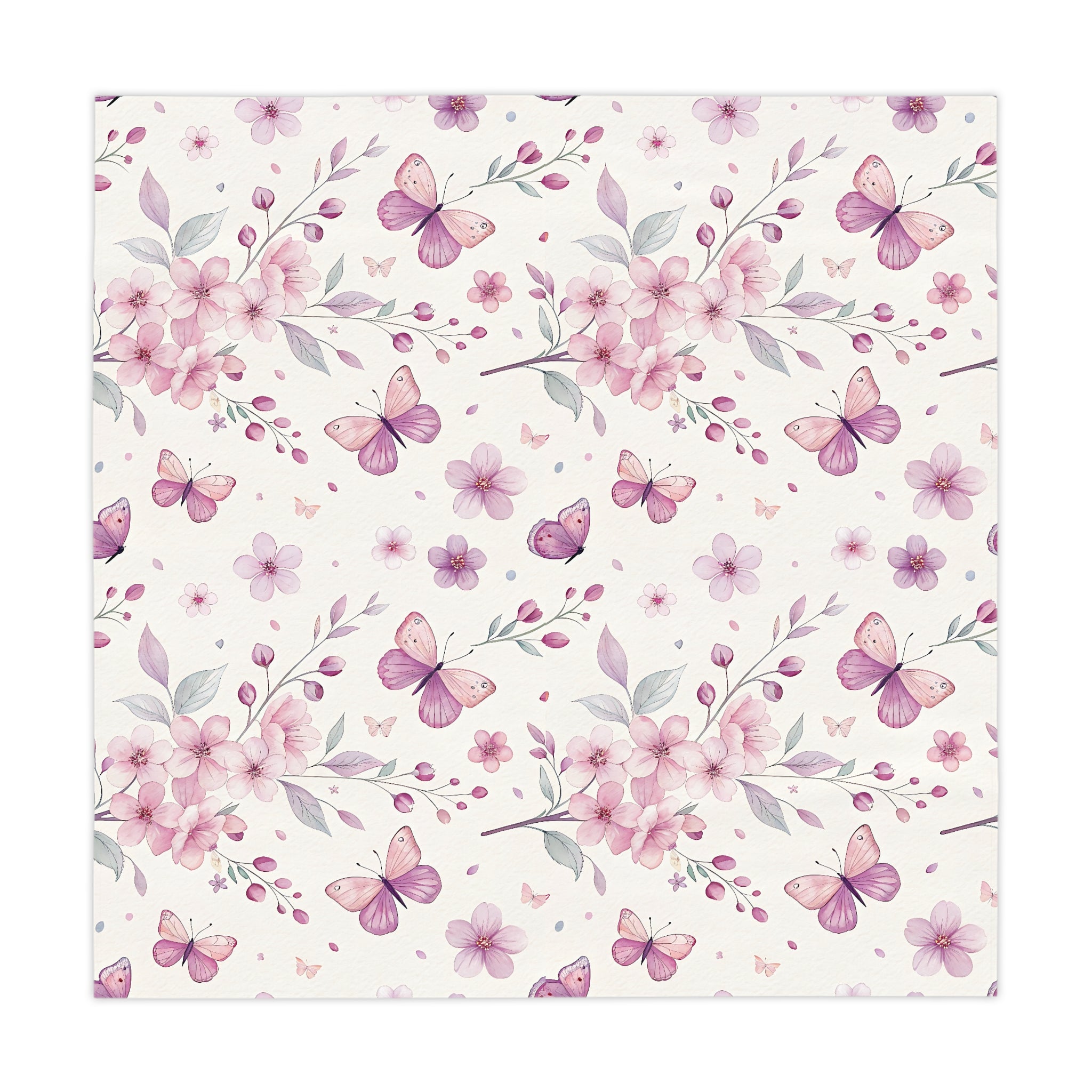 Pink Floral Butterfly Tablecloth — Romantic Spring Garden Table Decor