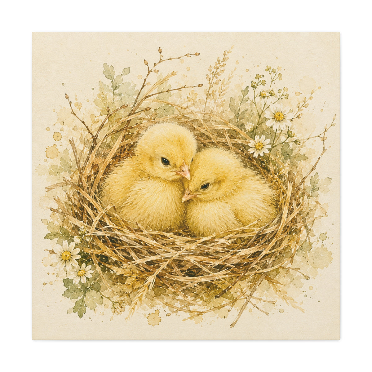 Chick Nest Canvas — Vintage Baby Chicks Wall Art